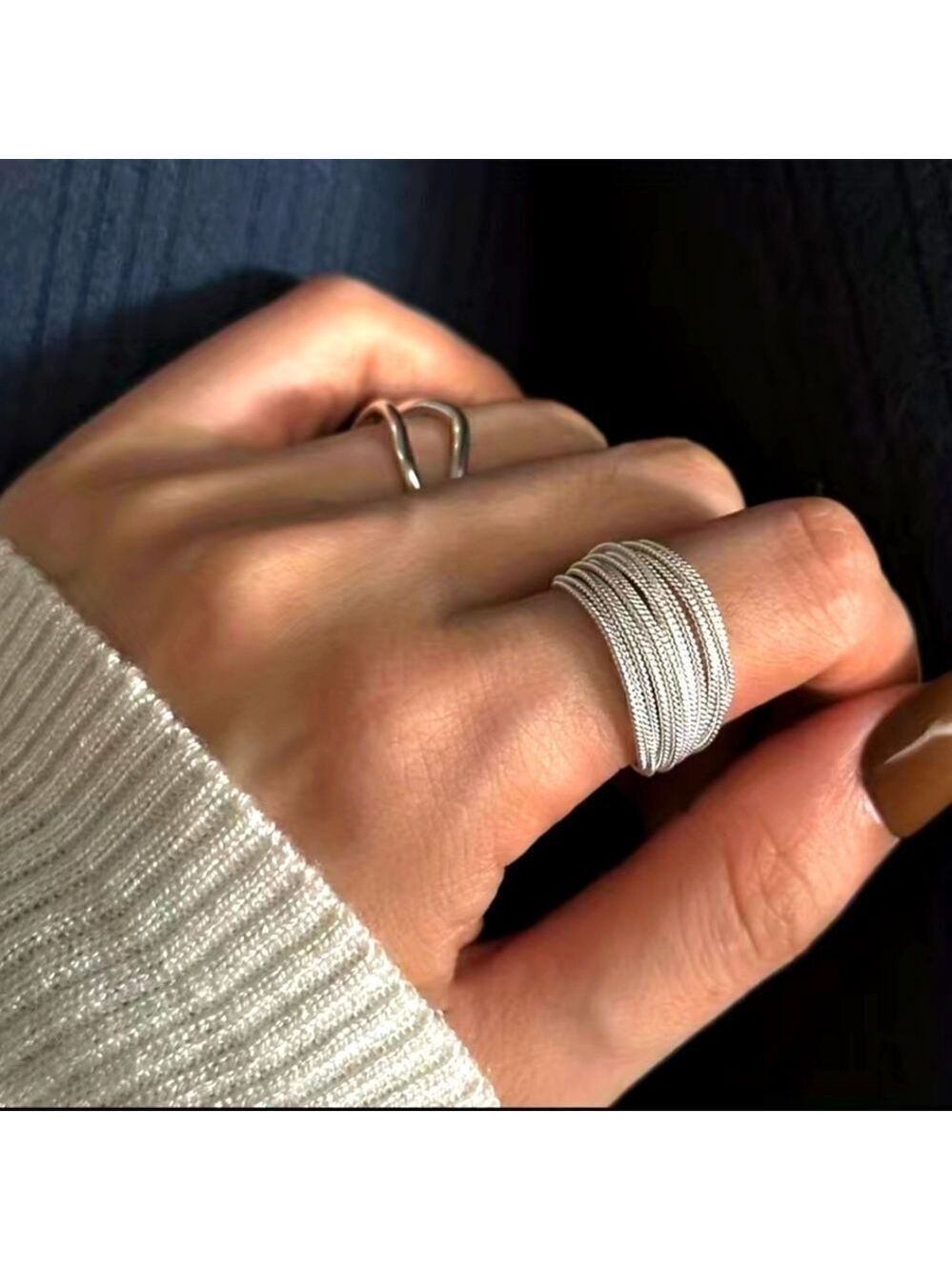 Multi-line Niche Design Finger Ring Opening Adjustable - Picture 2 of 7
